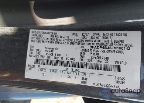 2018 Ford Fiesta Se from USA, damaged, VIN 3FADP4BJ5JM100142